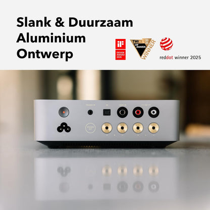 WiiM Vibelink Amp | 100W versterker met premium ESS 9039Q2M DAC en TI TPA3255 | Compatibel met WiiM Mini, Pro, Pro Plus en Ultra | RCA-, coaxiale en optische ingangen | Space Gray