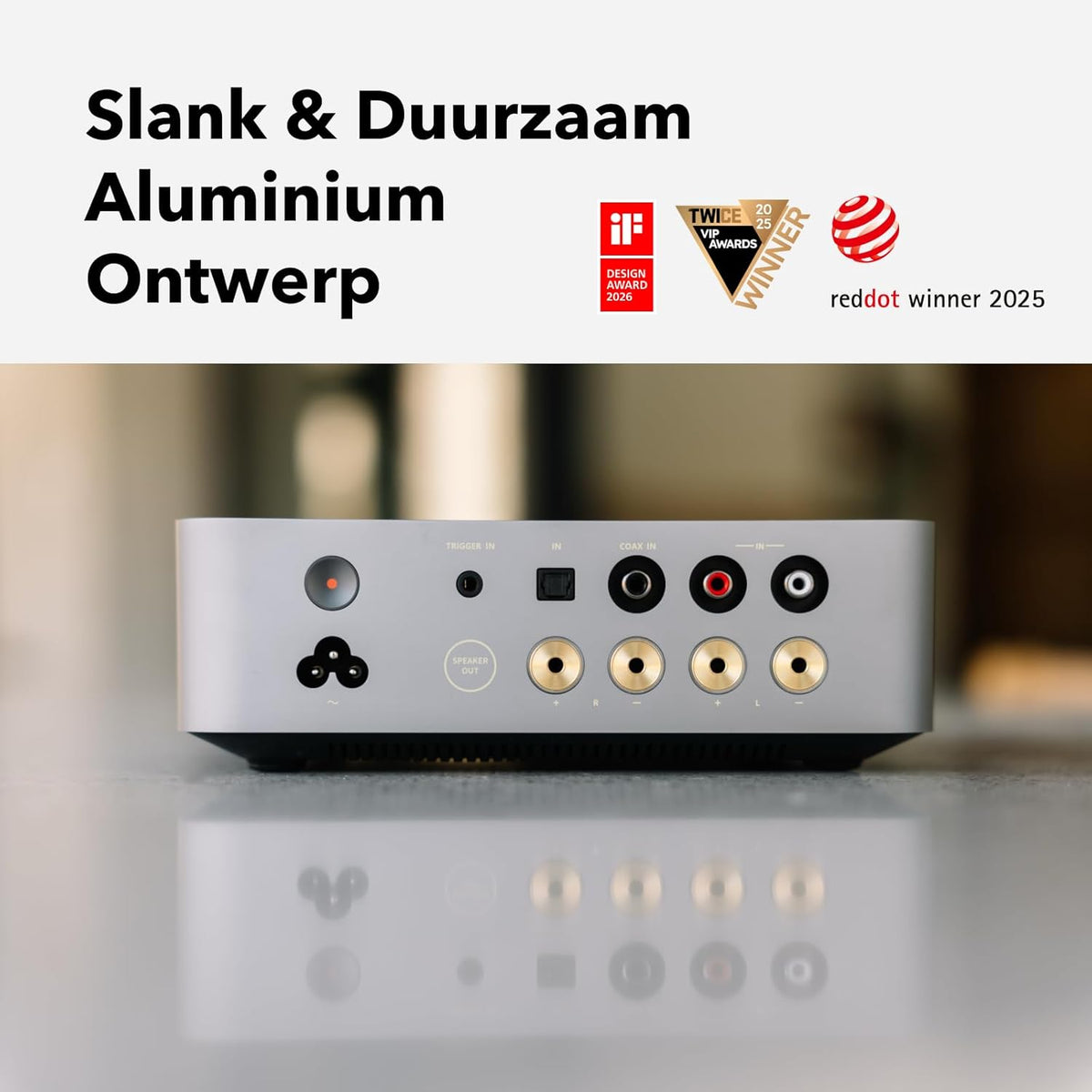 WiiM Vibelink Amp | 100W eindversterker met premium ESS 9039Q2M DAC en TI TPA3255 | Compatibel met WiiM Mini, Pro, Pro Plus en Ultra | RCA-, coaxiale en optische ingangen | Zilver