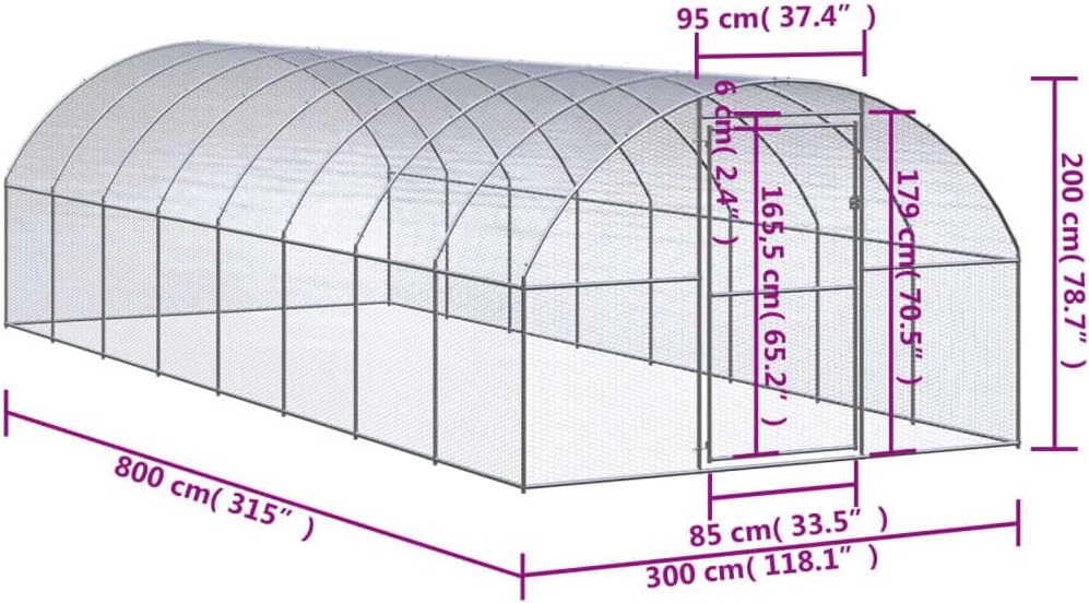 vidaXL Chicken coop 3x8x2m galvanized steel - QUORE