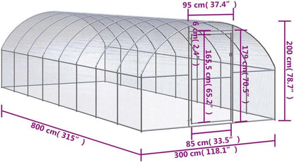 vidaXL Chicken coop 3x8x2m galvanized steel - QUORE