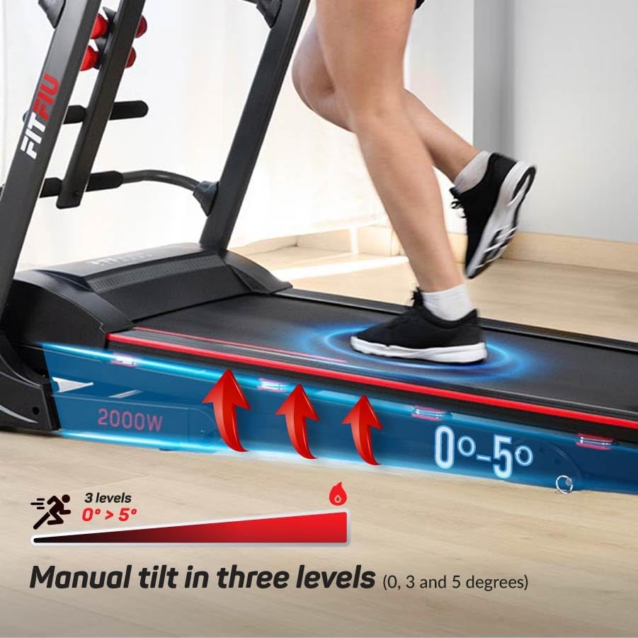 FITFIU Fitness - Hydraulisch opvouwbare loopband, verstelbare helling met 3 niveaus, 20km/h, 12 programma’s, APP Kinomap- en Bluetooth-verbinding, 2200W, loopvlak 41x122cm