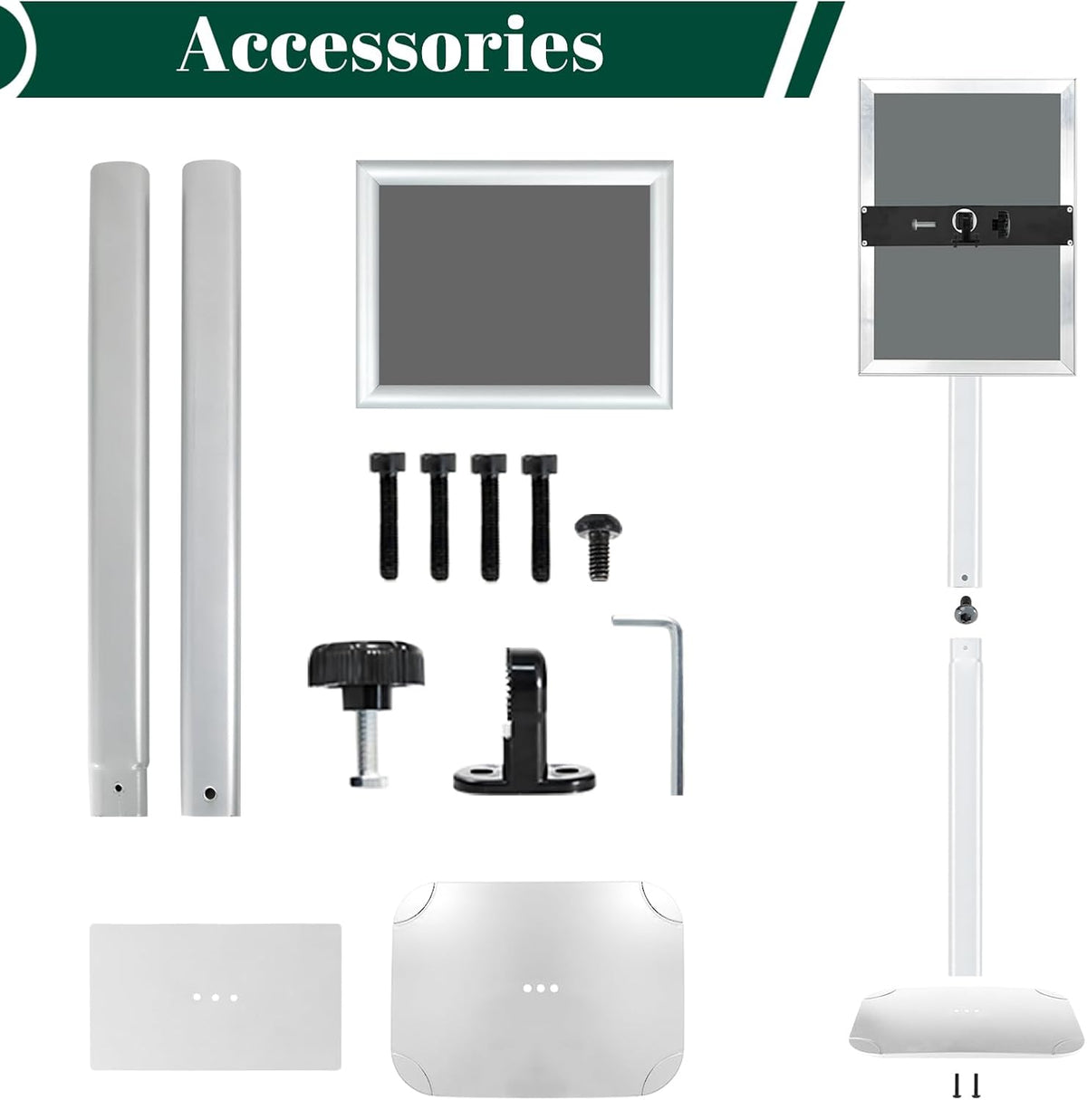 A3 Posterstandaard Set Van 3 Zilver – Posterstandaard – Bordstandaard – Bordhouder – Menustandaard – Verzwaarde Voet 2,6 Kg – Open Klikframe Met UV-Bestendige PVC Hoes