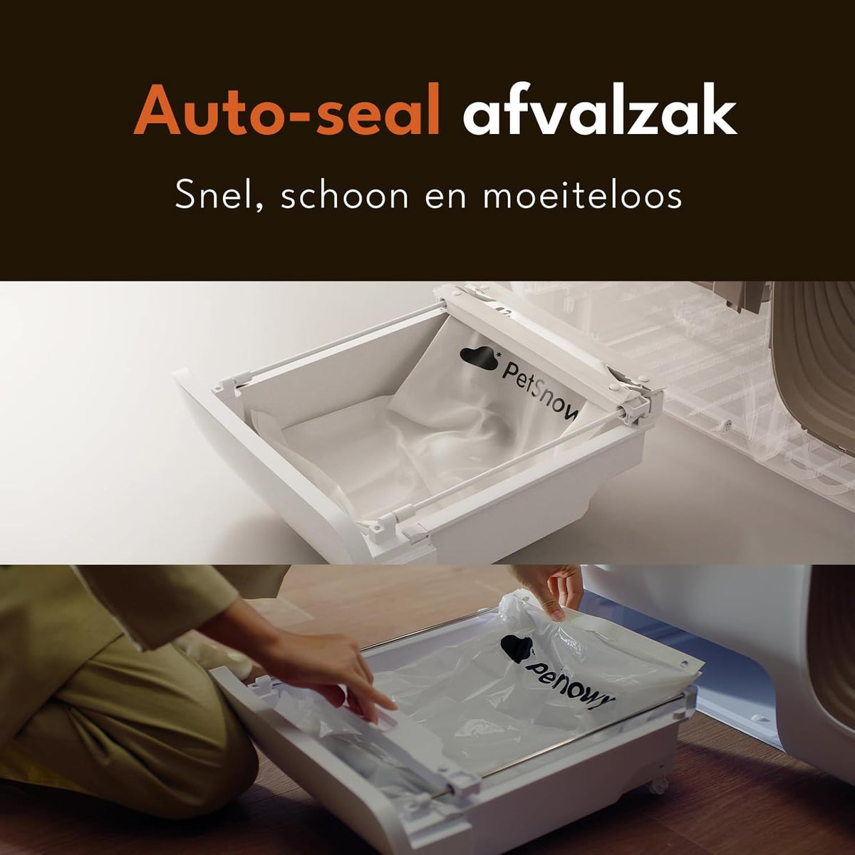 Snow+ Zelfreinigende kattenbak, automatische kattenbak met app-besturing/veiligheidsbescherming, extra grote slimme robotkattenbak, geschikt voor meerdere katten van 1,5-9 kg