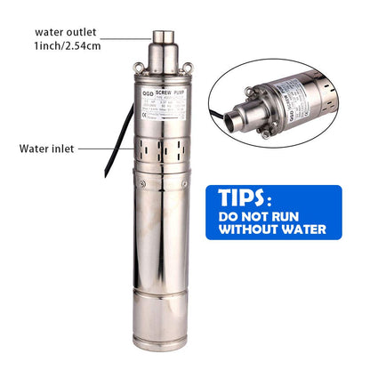 waterpomp 370W 0.5HP dompelpomp diepe putpomp schroefpomp kan worden gebruikt voor 86M putdiepte 1800L / H voor industriële en agrarische irrigatiehuishouden