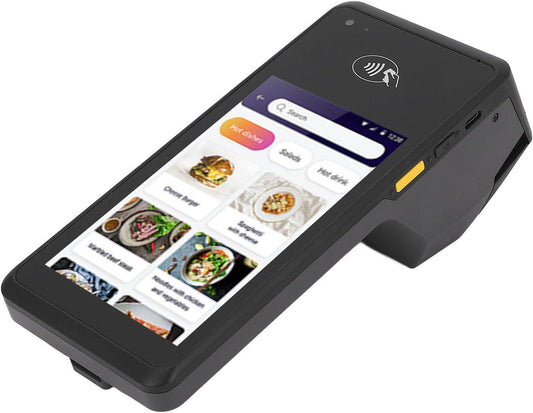 POS kassabonprinter, 5-inch scherm 4G Wifi 1D 2D QR NFC Handheld PDA Printer 5.0MP autofocus camera achteraan Naadloze connectiviteit 58 mm Thermische printer Voor kleine bedrijven