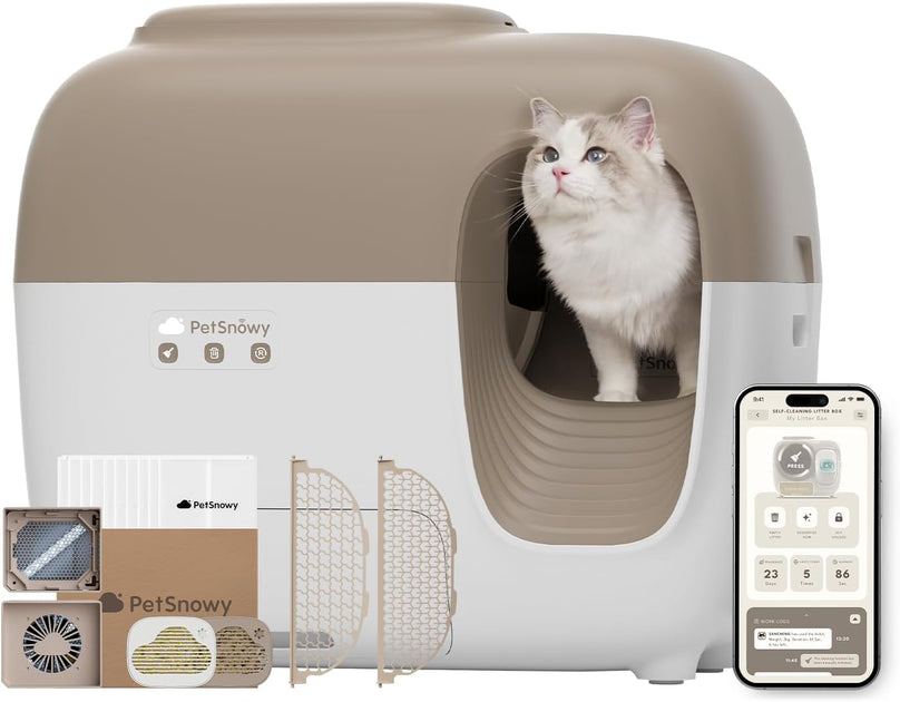 Snox Treece Snow+ Zelfreinigende kattenbak, automatische kattenbak met app-besturi ...