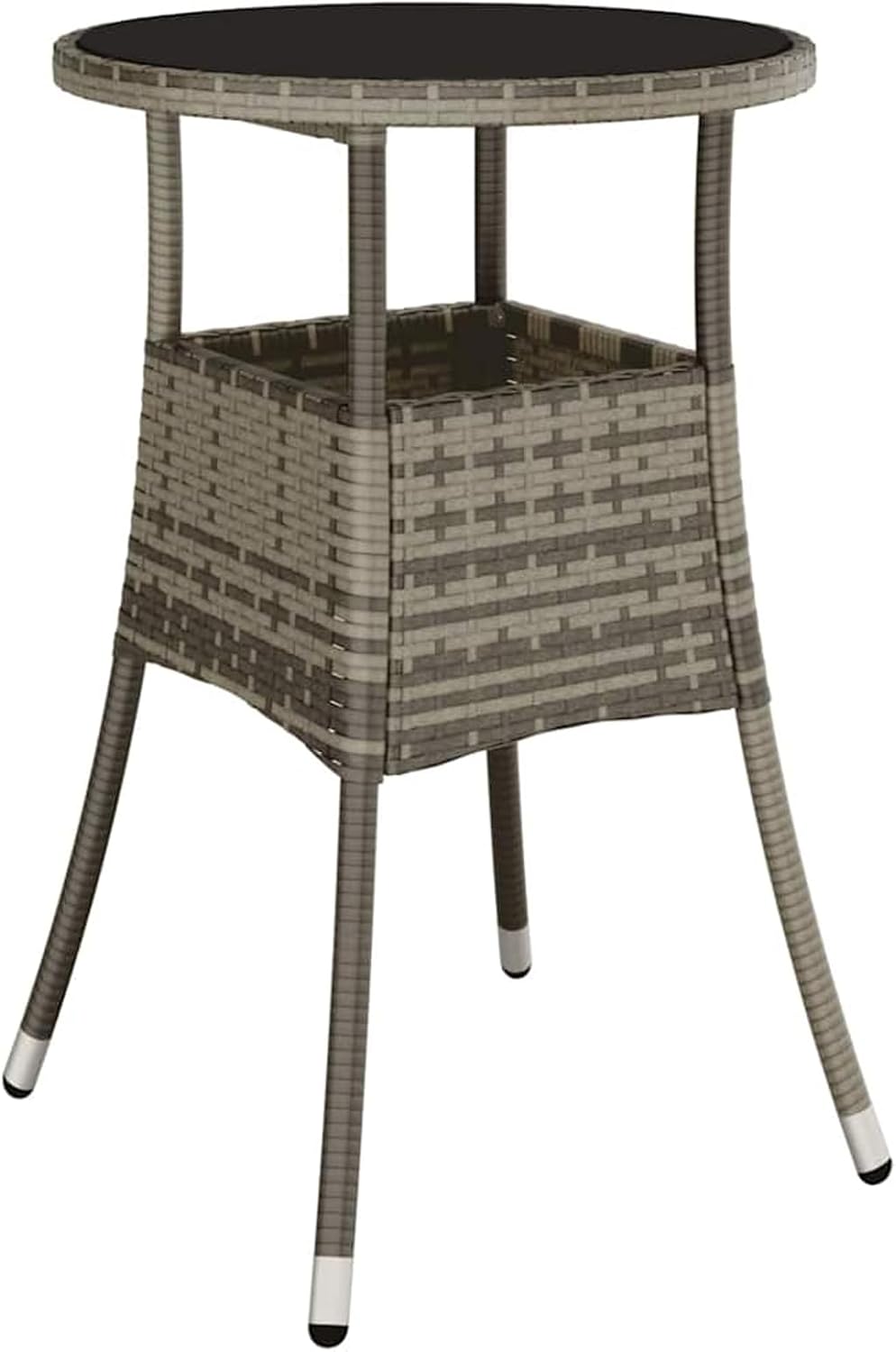Gecheer Garden Furniture Set, Durable Poly Rattan Dining Set with Rectangular Table, 60 x 75 cm, Grey, Weatherproof, for Two People, Ideal for Balcony and Patio 3334945 - QUORE