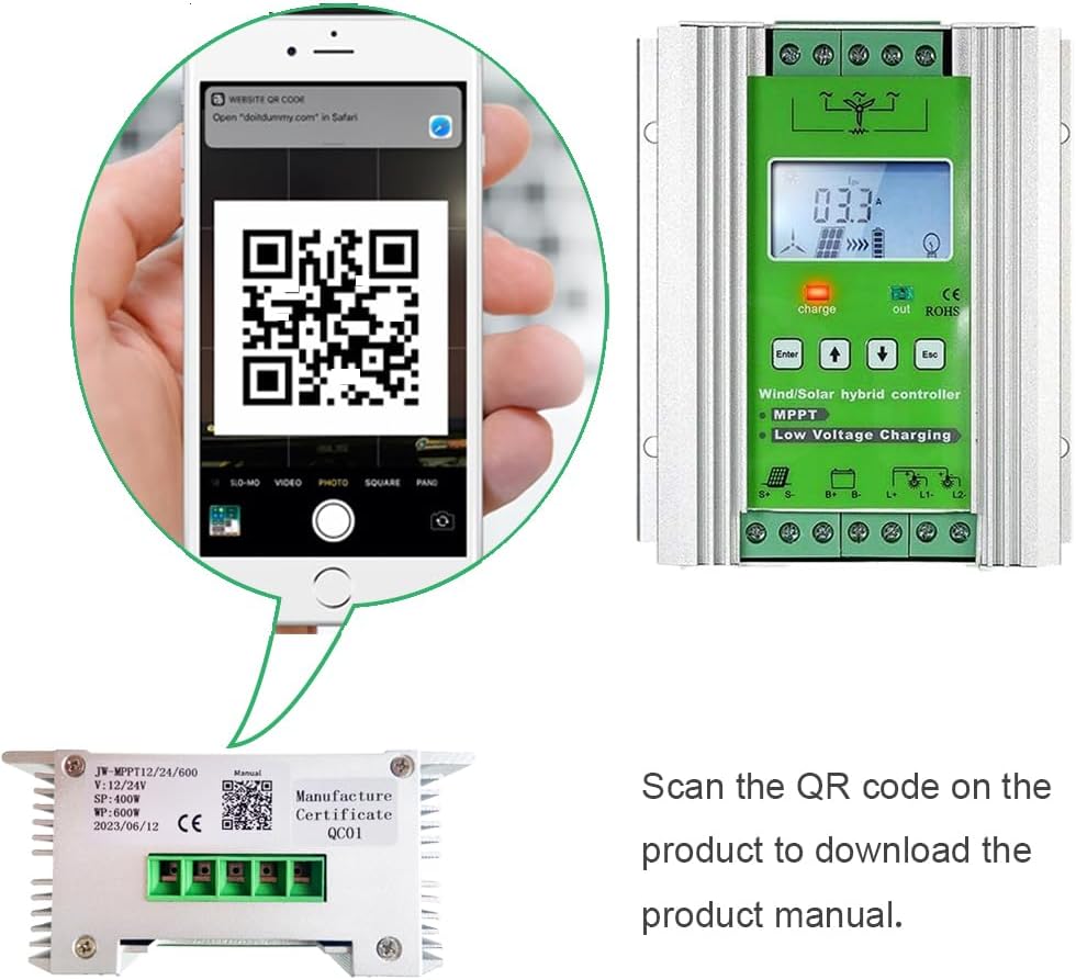 SolaMr 1000W MPPT Wind Solar Hybrid Charge Controller 400W Solar en 600W Wind Hybrid Charge Regulator 12V/24V Auto Identificatie Systeem Voltage