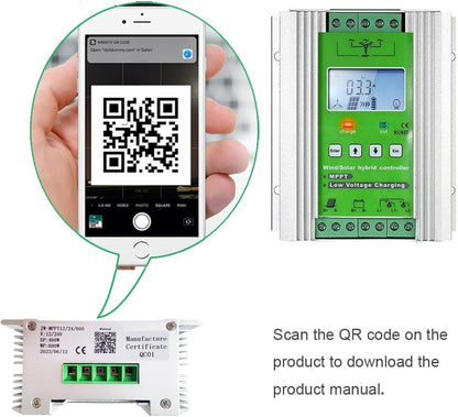 SolaMr 1000W MPPT Wind Solar Hybrid Charge Controller 400W Solar en 600W Wind Hybrid Charge Regulator 12V/24V Auto Identificatie Systeem Voltage