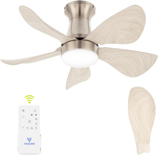 Plafondventilator met Lamp voor Slaapkamer: 76 cm Stille Plafondventilator met Afstandsbediening - 6 Snelheden en 3CCT - Omkeerbare DC-Motor - 5 Vellen 07