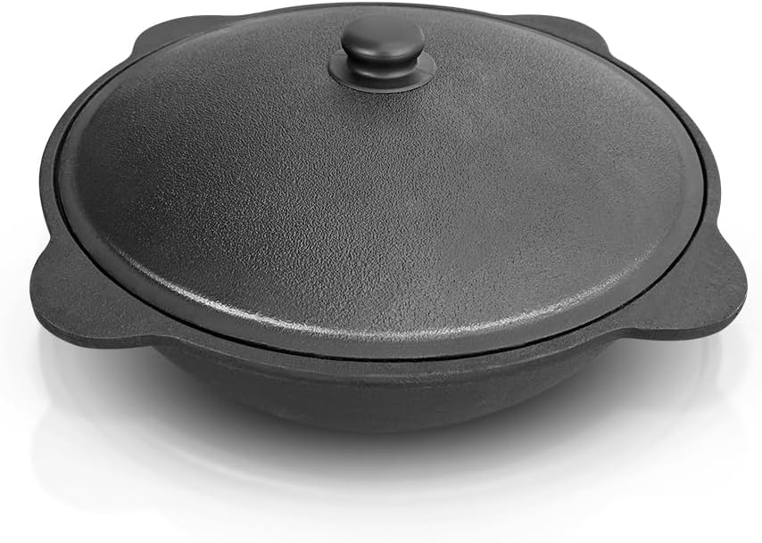 KazanoFF Kazan Fire Stove with Cast Iron Pan, Round Base with Lid (12 litres), Diameter 40 cm, Outdoor Fire Bowl, Camping, Goulash Cannon Dutch Oven (Set 3-12) - QUORE