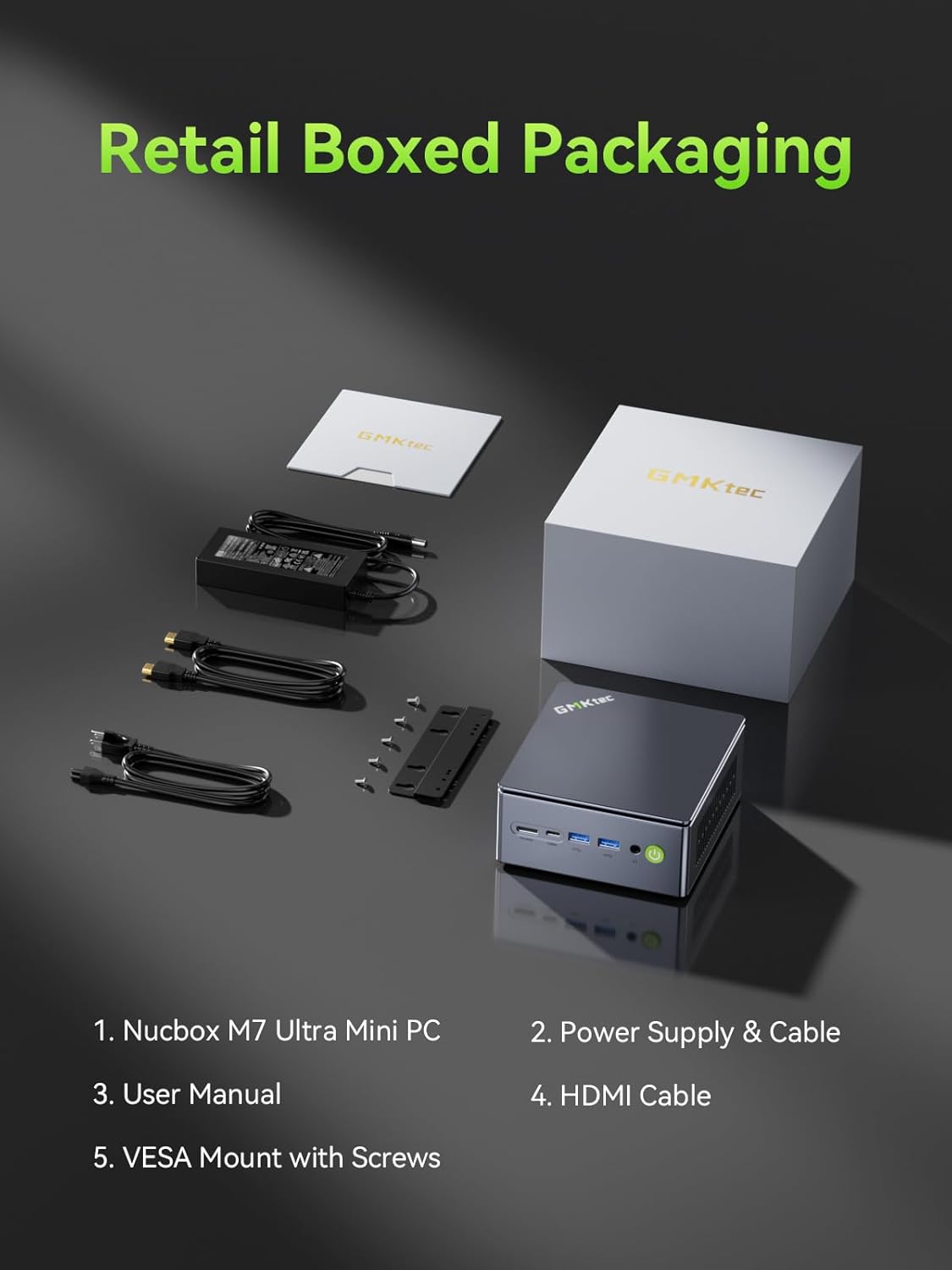GMKtec Mini PC Gaming, M7 Ultra Ryzen 7 PRO 6850U 32GB DDR5 RAM + 1TB Hard Drive PCle SSD Oculink Dual NIC LAN 2.5G Desktop Computer, Dual USB4, HDMI 2.1, USB-C