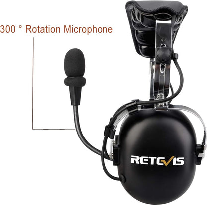 Retevis EH070K portofoon, oortelefoon met PNR-headset, compatibel met RT24 RT27 RT617 RA685 RB629 RT5R RT1 Baofeng UV5R 888S eSynic Kenwood, geschikt voor Aviation Link Line (zwart, 1 stuk)