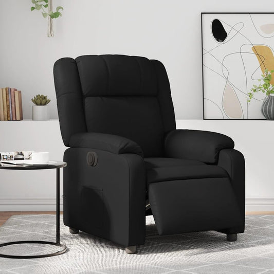 Elektrische Relaxstoel – Relaxfauteuil – Tv-stoel – Ligstoel – Kantelstoel – Zwart Kunstleer – Automatische Ligfunctie Tot 135 Graden – Stevig Hout-Metaal Frame
