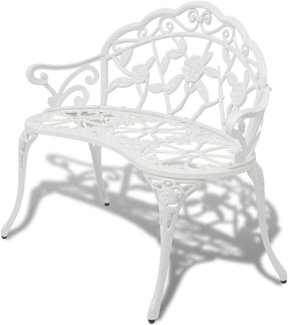 Furniture Decoration Garden Bench 100 cm White Cast Aluminium Furniture Indoor Outdoor Furniture for Living Room Office - QUORE