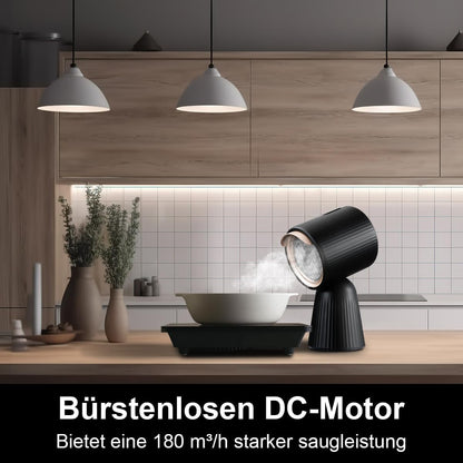 SNDOAS Afzuigkap, omlucht, tafelkap, mobiele afzuigkap met 180 m³/h, sterk zuigvermogen, 3 standen, recirculatie met koolfilter, voor woning, kleine keukens, campers