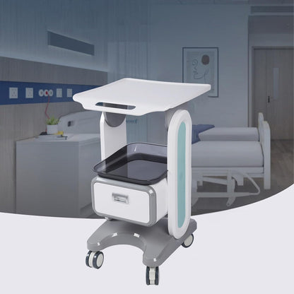 50 kg draagbare medische wagen met groot werkblad, enkele lade en universele rol voor schoonheidssalon, laboratorium, tandheelkundige kliniek