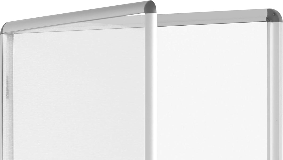 Bi-Office Showbox Vitrine "Enclore", whiteboard, mantisch-interieur, geschikt voor 4 x DIN A4, zilveren aluminium frame, afsluitbaar, 500 x 674 mm