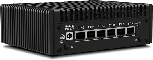 Mini PC N150 (Upgraded N100) Firewall Appliance, OPNsense Mini Computer with 6 Port i226-V 2.5GbE LAN, F5 Fanless Micro PC DDR5 8GB RAM 128GB NVMe SSD, USB Type-C, 3-Display