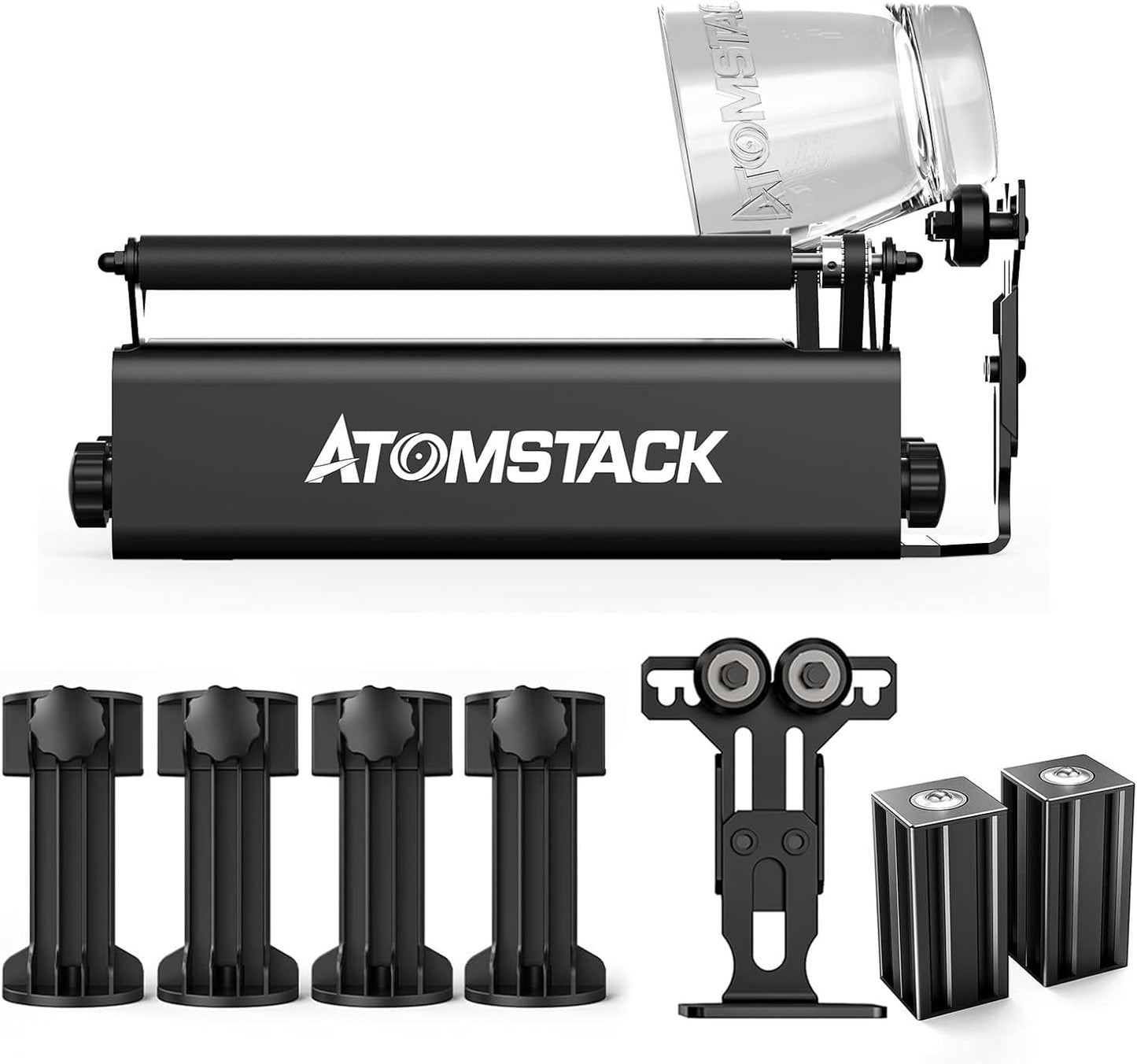 Laserrotatieroller – Rotatiemodule Voor Lasergraveermachine – Graveerroller – Y-As Rotatiewals – Roterende Roller Voor Cilindrische Objecten – 360° Gravure – 8 Instelbare Diameters Van 4 Tot 100 Mm
