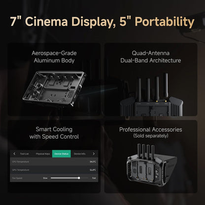 Accsoon Cineview M7 Pro 4K60 7-inch touchscreen-cameramonitor – draadloze veldmonitor met HDMI -SDI-in-/uitgang, dual-band-overdracht, 1000 nit, live stream, LUT-box