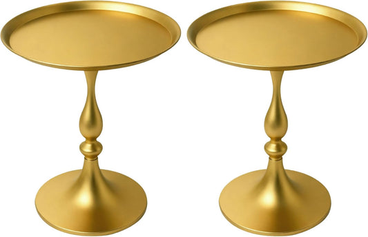 Bijzettafel van metaal (2 stuks) – elegant en minimalistisch design voor woonkamer, slaapkamer of thuiskantoor, ronde bijzettafels voor banken
