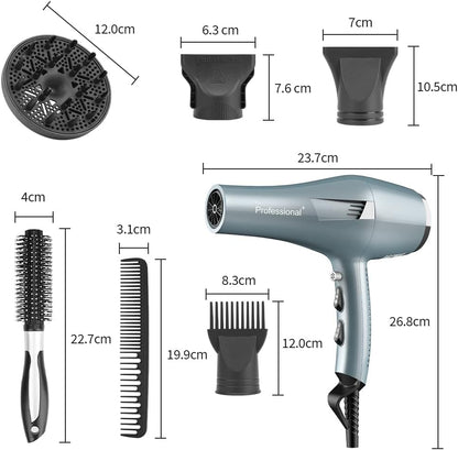Professionele Haardroger Blauw – Föhn – Haarföhn – Ionen Föhn – Salon Föhn – 33 m/s Sneldrogend – 120 Miljoen Negatieve Ionen
