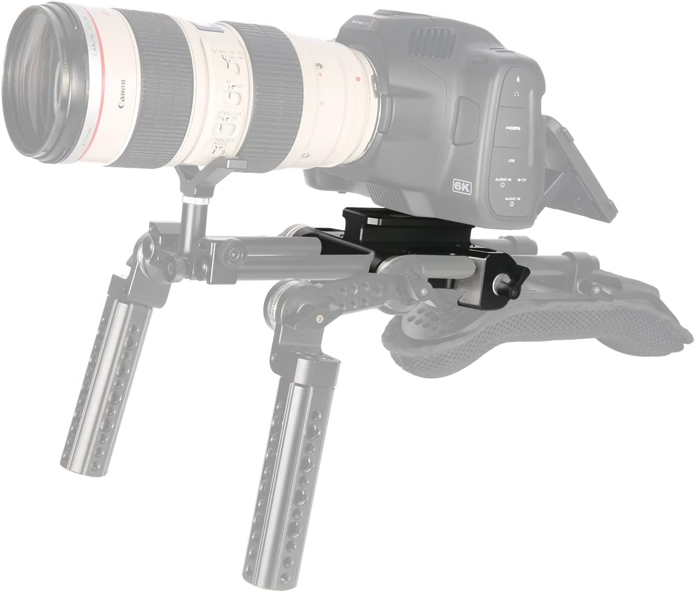 Multifunctionele camera-basisplaat met 15 mm stangrailklem, NICEYRIG universele camera-grondplaat met 2 Arri standaardversnellingen en 15 mm railbevestiging voor DSLR-installatiesysteem-513