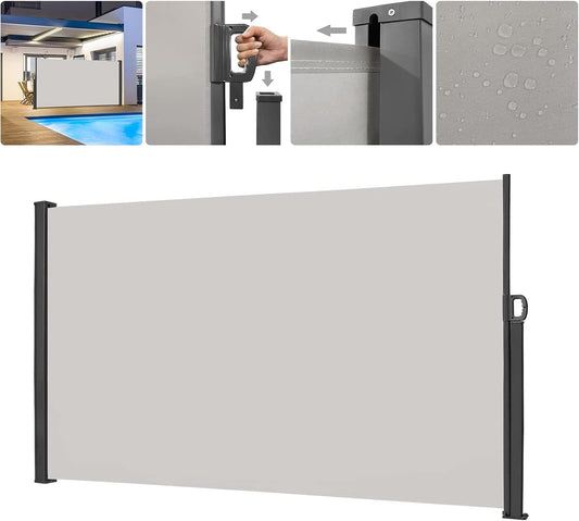 Side Awning, Extendible, Balcony Sun Protection, Privacy Screen, Waterproof, Wind Protection, Side Roller Blind, Polyester Side Roller Blind for Garden, Patio, Playgrounds and Camping, 200 x 300