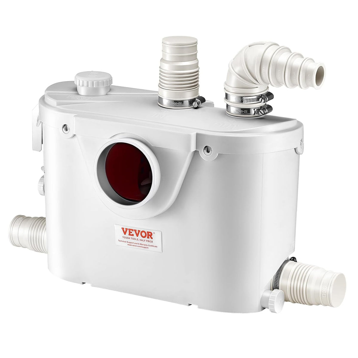 VEVOR 500 W Toilet Reducer Pump 8 m with 4 Water Inputs, Wastewater Drainage Machine for Toilet, Basement, Shower, Washbasin, Laundry