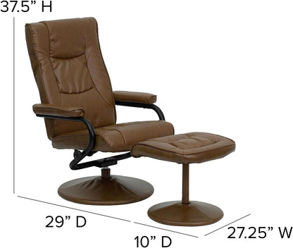 Flash Furniture Hedendaagse fauteuil en Ottomaanse fauteuil met lederen basis, metaal, Palimino, 72,39 x 58,42 x 39,37 cm