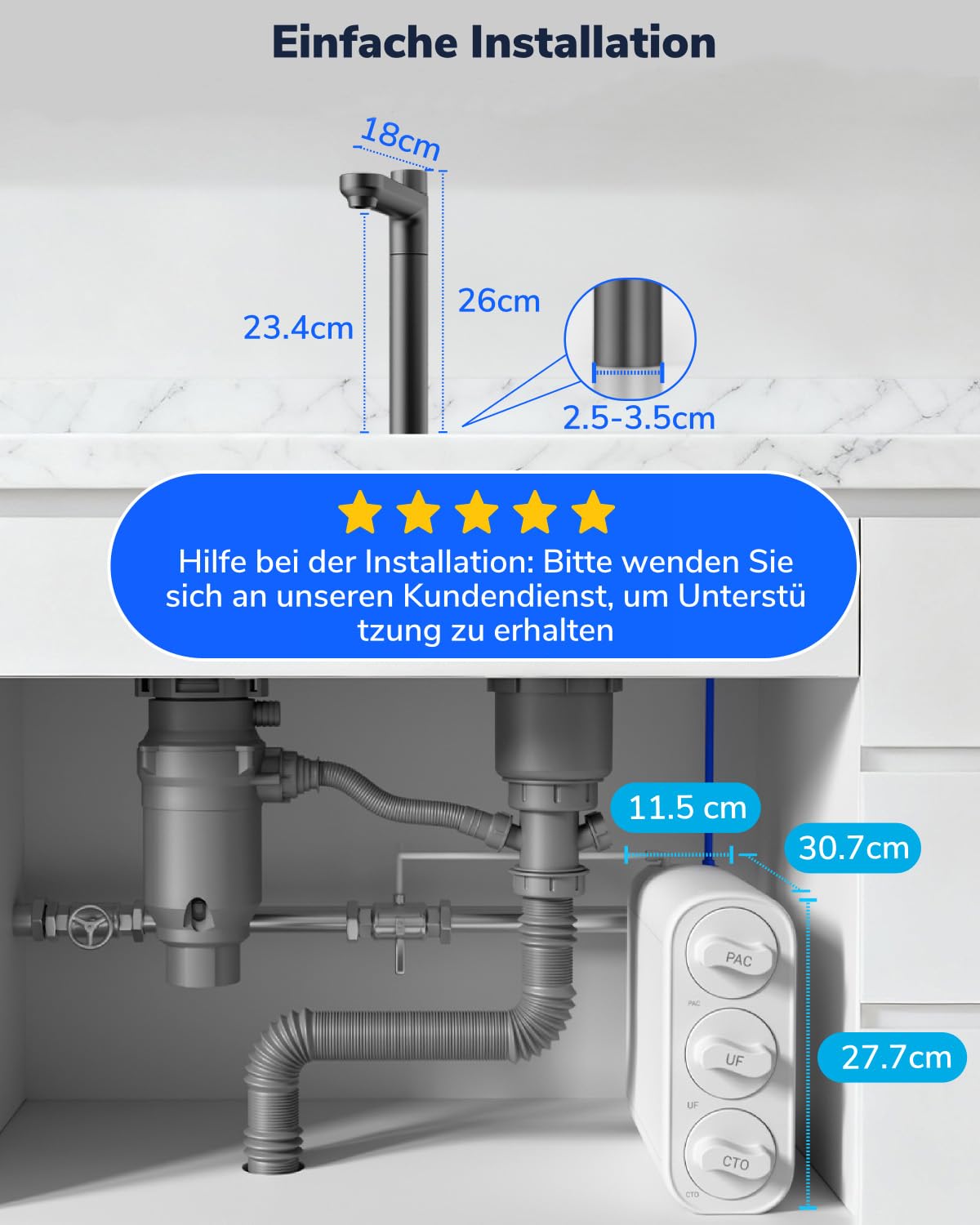 Ultrafiltratie Waterfilter Onder Gootsteen Zonder Tank – Onderbouwfilter – Waterfiltersysteem – Drinkwaterfilter – Keukenwaterfilter – 0,01 µm Filtratie – Zonder Elektriciteit En Afvalwater