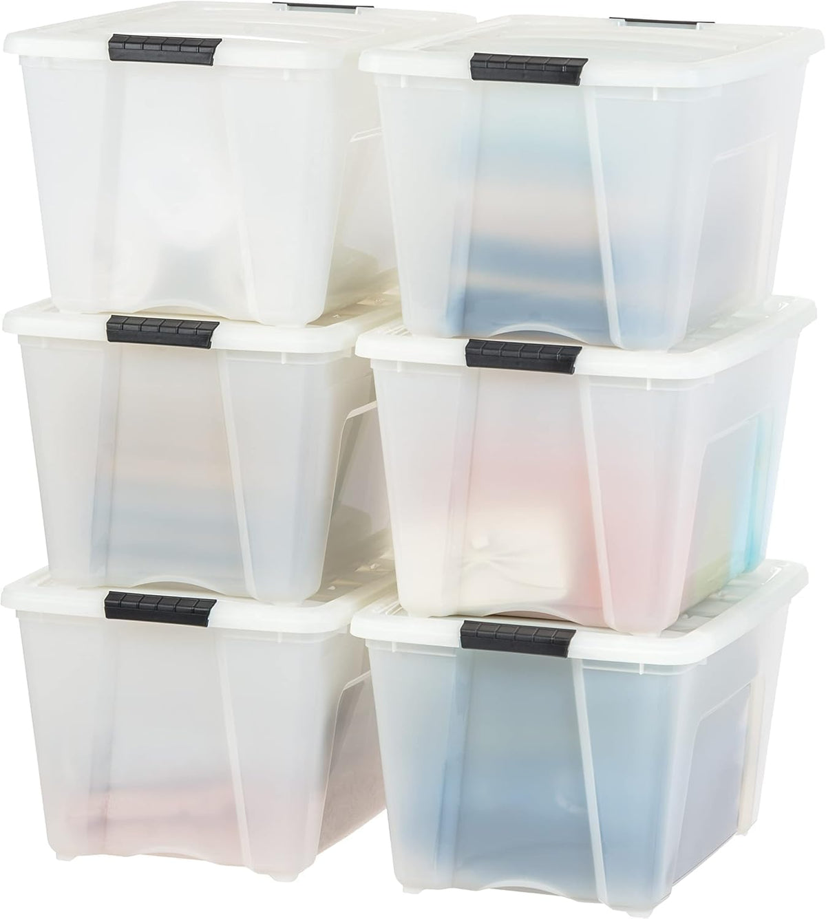Iris Ohyama Plastic opbergbak, natuurlijk/zwart, 54 QT-6 Pack