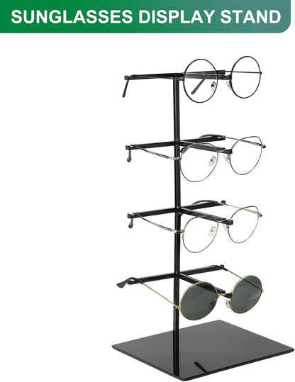 Zonnebril-Display Zwart – Zonnebrilhouder, Brillenstandaard, Brillendisplay, Brilhouder – 4 Niveaus, Roestvrij Staal
