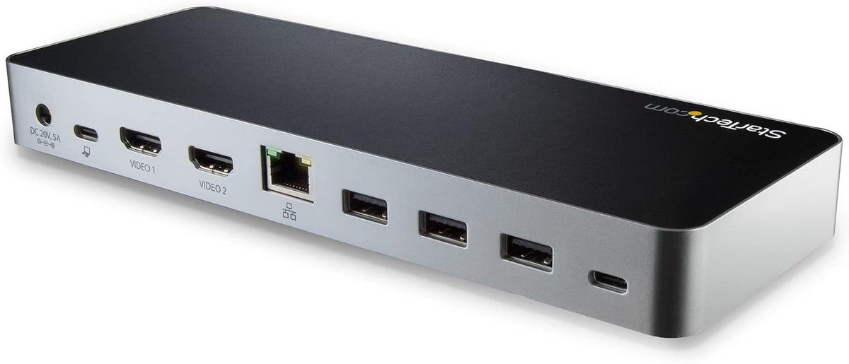 StarTech.com Dual-Monitor USB-C docking station, 60W Power Delivery voor Windows Laptops, USB Type-C naar HDMI/DVI Dock, USB 3.1 Gen 1 Type C Dock met Lader, 5x USB, Thunderbolt 3 Compatibel