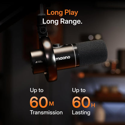 MAONO PD200W hybride draadloze podcast-microfoon voor pc, XLR-USB-dynamische microfoonset met arm, software, ruisonderdrukking, voor zangopnames, streaming, inhoud maken, thuisstudio, voice-over