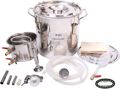 Distilleerset – Alcohol Still – Moonshine Ketel – Wijnmakerij Kit – Fermentatieset – Roestvrijstaal – 12 Liter Inhoud – Ingebouwde Thermometer - QUORE