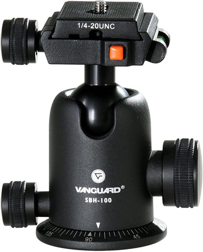 Vanguard Alta Pro 263AB 100 statief (aluminium, 2 laden, belastbaarheid tot 7 kg), Met kogelkop SBH-100, zwart, oranje, Max. Höhe: 173 cm