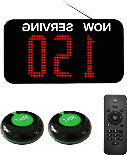 Restaurant Pager System Wireless calling system with 2 digit display and call buttons Long distance waiting queue management for restaurant/bank/hospital/church - QUORE