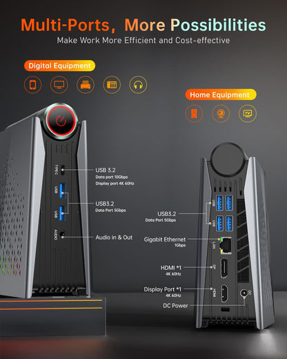 ACEMAGICIAN AMD Ryzen 9 6900HX (tot 4,9 GHz) RGB Mini PC, 32 GB DDR5 1024 GB (1 TB) SSD, AMD Radeon RX 680M Micro Desktop 【Instelbare Modus/Stille Eco/Performance】