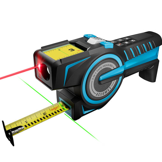 DTX10 3-in-1 digitale meetlint, 100 m oplaadbare lasermeetlint met automatische vergrendeling, directe digitale uitlezing, verlengde laserlijn en incrementele meting, vervangbaar meetlint