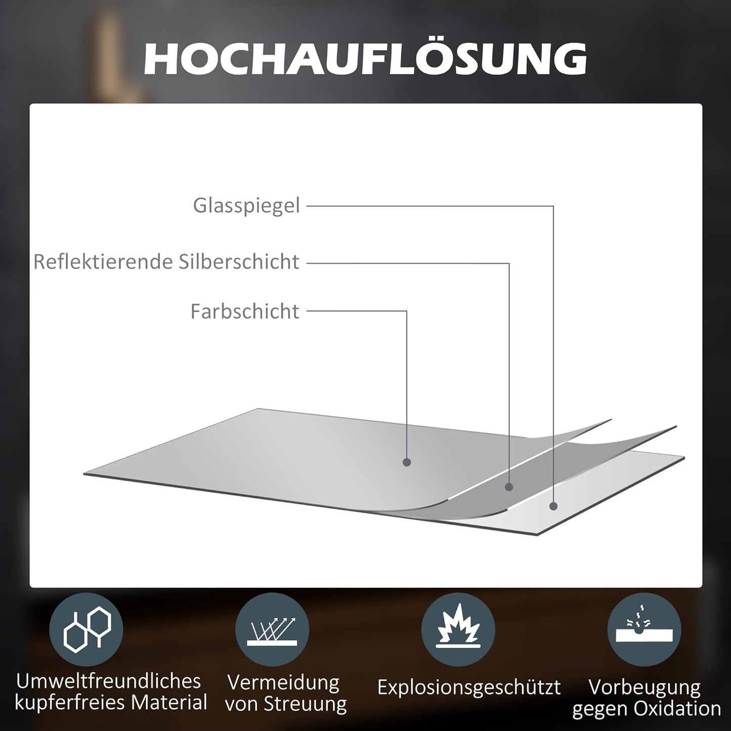 LED Badkamerspiegel – Spiegel – Wandspiegel – Vergrotende Spiegel – Make-up Spiegel – 80x60 cm – 3x Vergroting – Anti-Condens Met 3 Lichtkleuren - QUORE