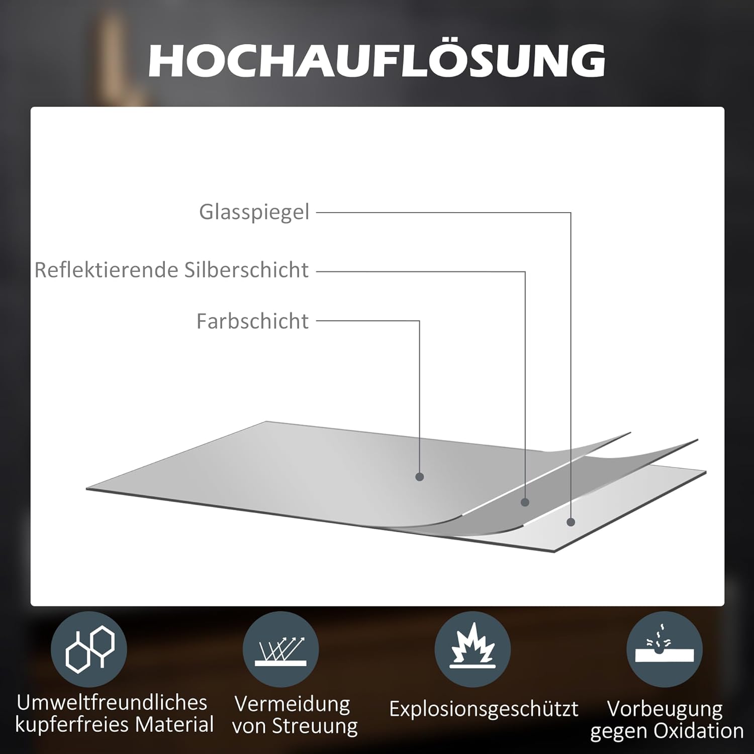LED Badkamerspiegel – Spiegel – Wandspiegel – Vergrotende Spiegel – Make-up Spiegel – 80x60 cm – 3x Vergroting – Anti-Condens Met 3 Lichtkleuren - QUORE