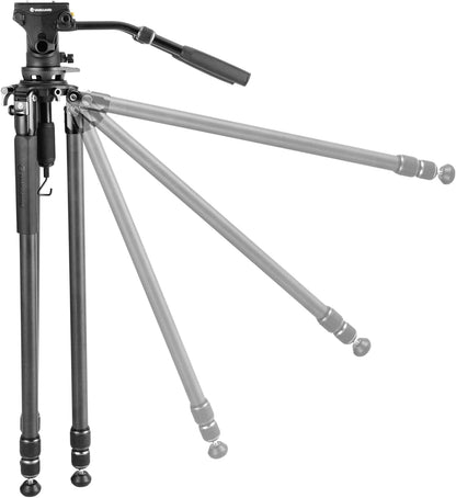 Vanguard Alta Pro 3VRL 303CV20 Carbon Video statief tot 180 cm met kogelkop en nivelleringsvoet