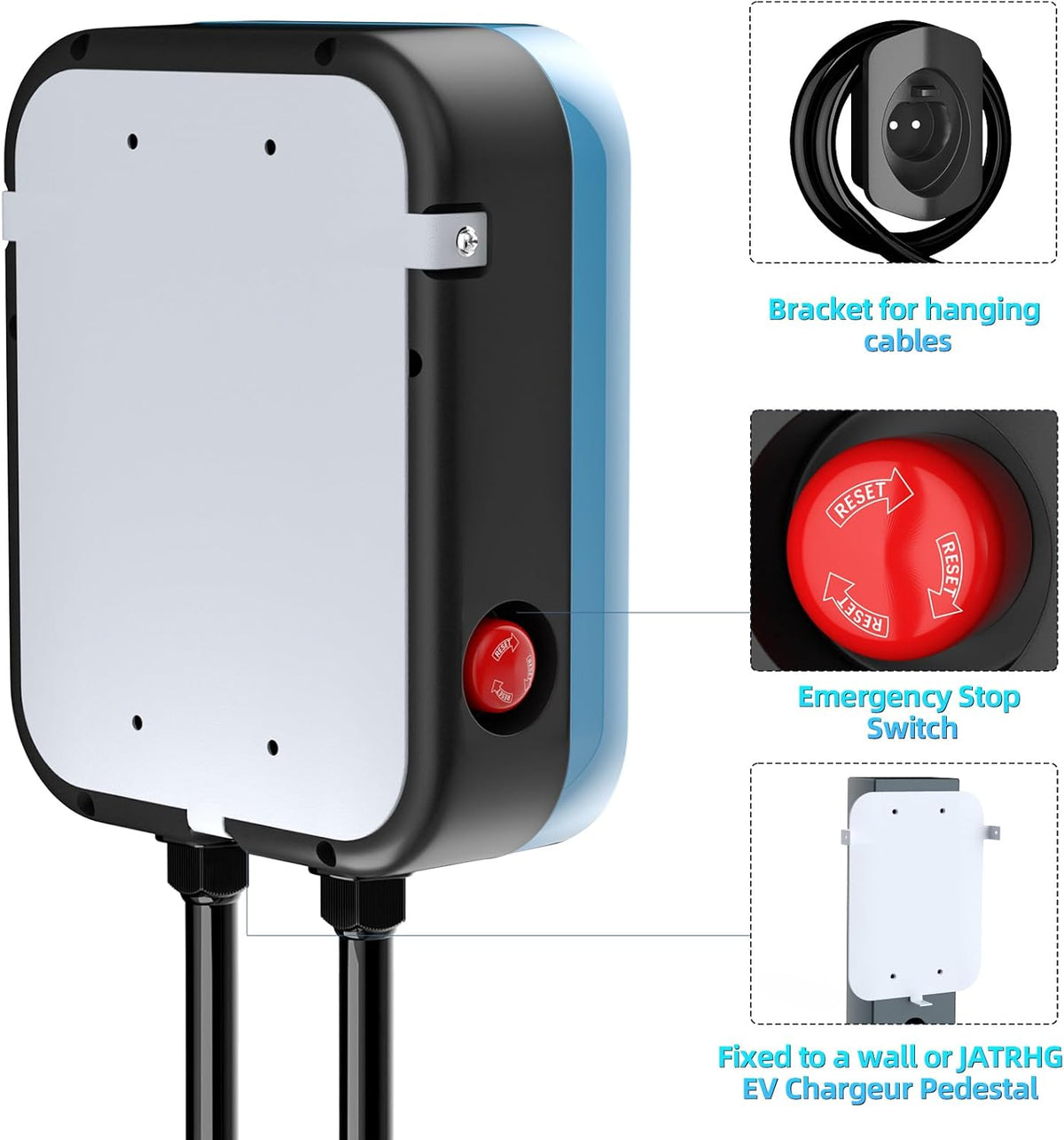 Laadstation Elektrische Auto – Oplaadpunt EV – Wallbox – Snelader – Type 2 Laadpaal – 11 kW Driefasig – 16A 380V – Waterdicht Met Shutter Bescherming