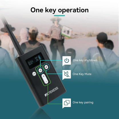 Retekess T130 Pro Audio Tour Guide System,Tourgidssysteem, Graded Noise Reduction, 100m, 49 kanalen, Type-c Opladen, Lange Standby-tijd 30 uur, D-vormige Hoofdtelefoon voor Toerisme