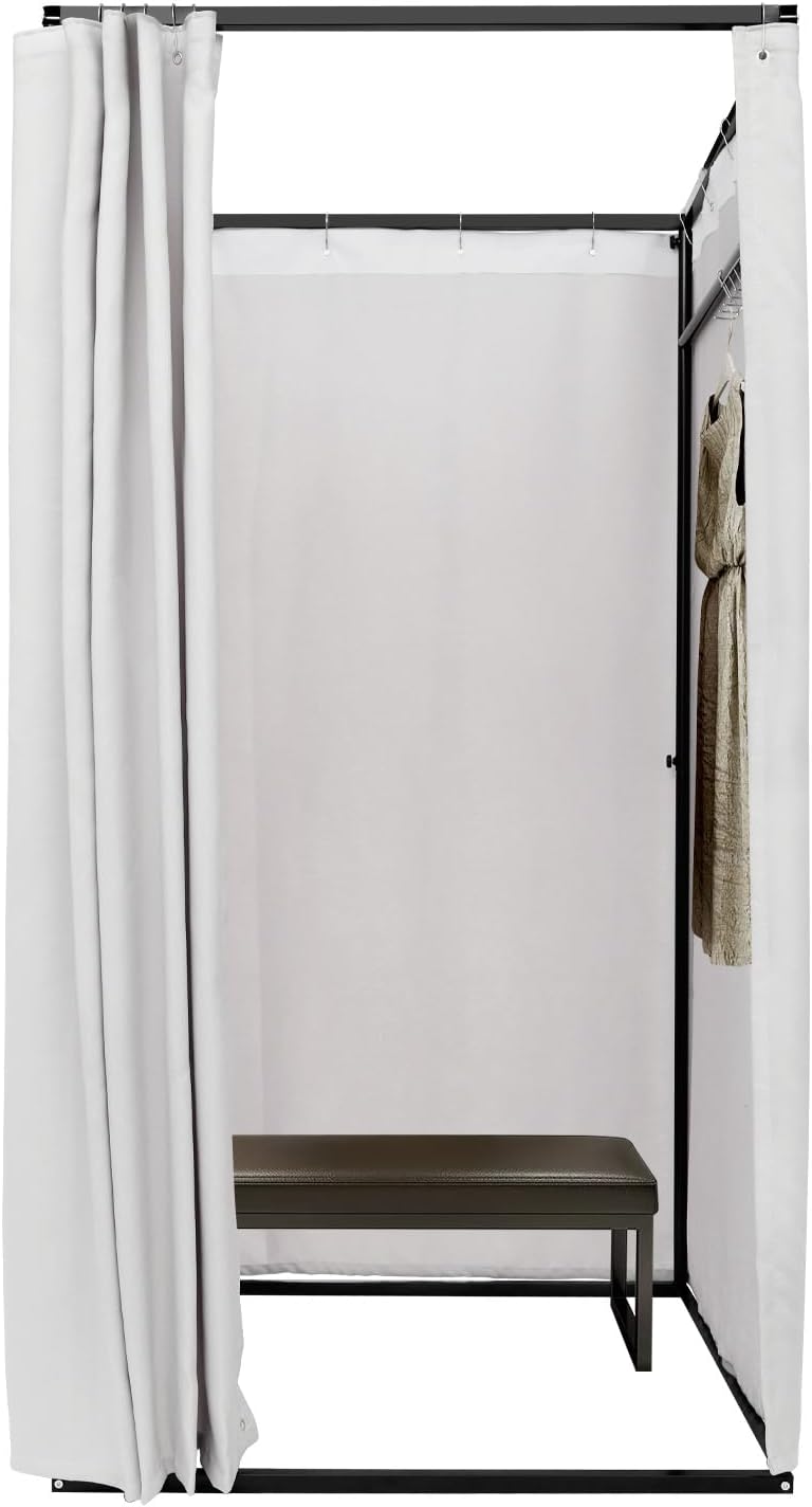 OUKANING Mobile Dressing Cabin, Freestanding, 100 x 100 x 200 cm, Portable Floor Standing Dressing Room, Privacy Screen for Clothing Shopping Malls, Office, Garden, Outdoor, Grey - QUORE