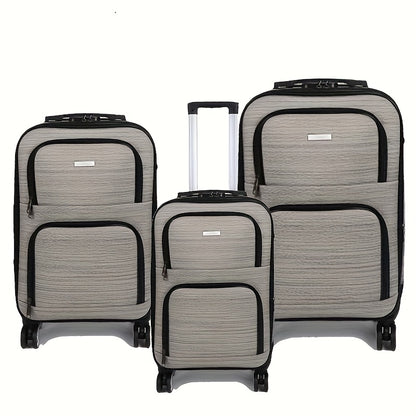 Kofferset – Reiskoffer Set – Hardcase Koffers – Trolley Bagage – Spinner Wielen – Lichtgrijs – TSA Slot – 20% Uitbreidbaar