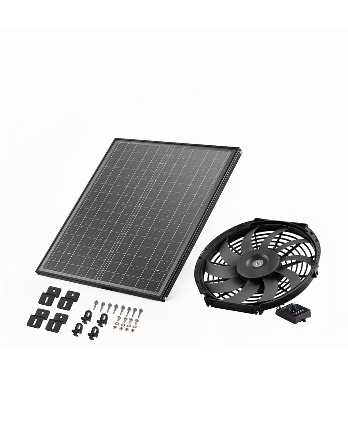 VEVOR Ventilator, op zonne-energie, ventilatie, diameter 340 x 70 mm, dakafvoerventilator met instelbare thermostaat, buitenrooster, 1300 CFM luchtstroomcapaciteit, voor gevel, dak, garage, werkplaats