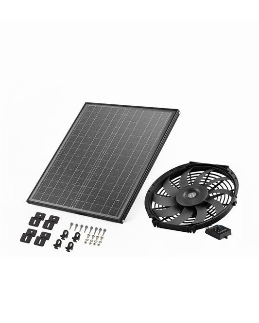 VEVOR Ventilator, op zonne-energie, ventilatie, diameter 340 x 70 mm, dakafvoerventilator met instelbare thermostaat, buitenrooster, 1300 CFM luchtstroomcapaciteit, voor gevel, dak, garage, werkplaats
